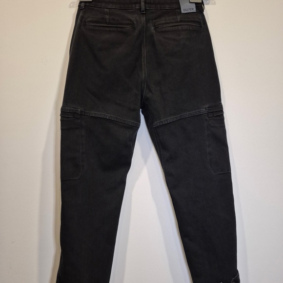 Black DU/ER All-Weather Denim High Rise Barrel Pant | Size 32 - Picture 7 of 8